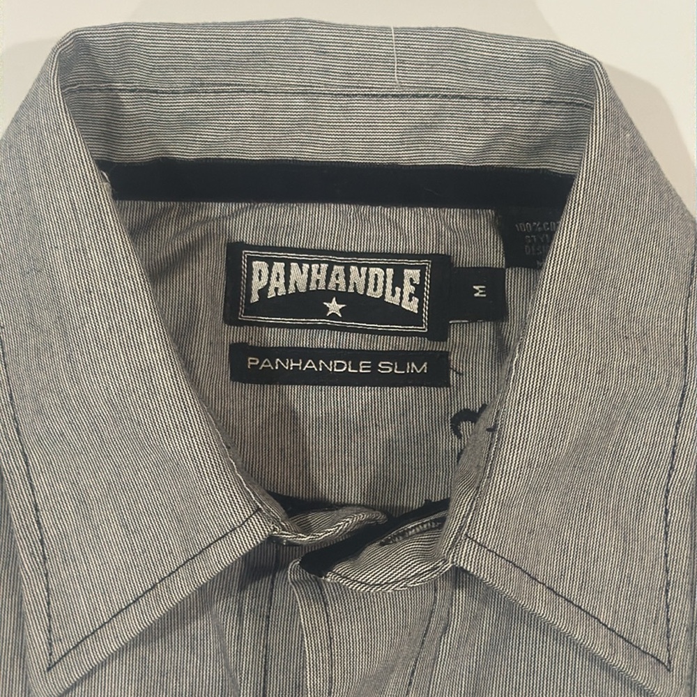 Panhandle Slim Black and Gray Embroidered Button-Down Shirt Sz  M